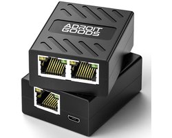 AdroitGoods Internet Splitter - 2 Poorten - Netwerk Switch - tot 100Mbps - Netwerk Splitter - RJ45,