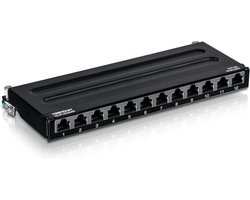 Afgeschermd 12-Poorts Cat6A Patchpaneel - 10G Netwerk Switch - Universeel Geschikt voor Cat5e/Cat6/Cat6A