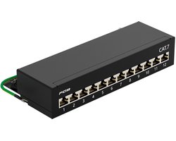 Afgeschermd CAT7 Patchpaneel 12 Poorten - Desktop en Wandmontage Netwerkverdeler