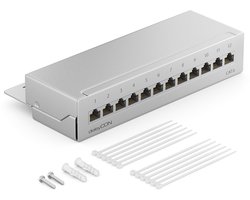 CAT 6 Patchpanel 12-Poorts - Afgeschermd Netwerk Distributiepaneel voor Desktop en Wandmontage