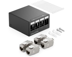 CAT7 Patchpaneel Set met 4x CAT.7 RJ45 Keystone Modules - 10 Gbit/s Netwerk Verdeler