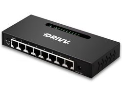 Drivv. Netwerk Switch - 8 Poorten - Internet Switch - RJ45 splitter - Zwart