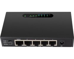 DrPhone PoE S2 - 1000Mbp/s - VLAN POE Switch 5 Poort - 4 POE Poort + 1 Uplink - Ethernet Switch - 30W -  250 Meter Camera systeem