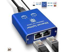 Ethernet Splitter 1 naar 2 - 1000Mbps Gigabit Netwerk Switch - Dual RJ45 LAN Internet Splitter - USB Voedingskabel - 2 Poorten Gelijktijdig Werkend - Cat5/5e/6/7/8 Netwerkkabel Ondersteuning