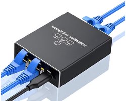Ethernet Splitter Adapter - LAN Verlengstuk - Internet Delen - Drie Gelijktijdige Poorten - 1000 Mbps - Blauw