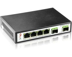 Ethernet Switch - Netwerk Switch Internet Splitter - Netwerk Optimaliseren - Web Managed - 6 Poorten - Zwart