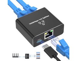 Gigabit Ethernet Switch 1000 Mbps met 2 Poorten en USB-C Kabel