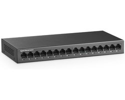 Gigabit Ethernet-switch 16 poorten - Ventilatorloze metalen rackmontage - Onbeheerde Plug and Play Netwerkswitch