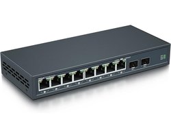 Gigabit Ethernet Switch met 10 Poorten en 2 SFP Slots (1000M) | Glasvezel Netwerkverdeler