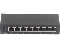Gigabit PoE-switch met 8 poorten | Plug & Play | 1000 Mbps | Ventilatorloos | Metalen behuizing | Wandmontage | Thuis en kantoor