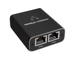 Internet Splitter - 2 Poort - Netwerk Switch - RJ45, Cat5, Cat6, LAN, UTP, Ethernet Splitter - Ondersteunt tot 1000 Mbps - USB-C Voeding - Zwart
