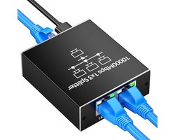 LAN Splitter 1 naar 3 - Aluminium Netwerk Switch met 3 Poorten en 1000 Mbps Snelheid