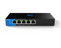 Linksys LGS105P - Netwerk Switch - Unmanaged - PoE+ Switch - 1000 Mbps - 5-Poorten