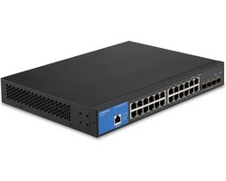 Linksys LGS328C - Network Switch - Gigabit - Managed - 24 Poorten - 4 SFP+ Poorten - Zwart