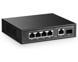 Mini Gigabit PoE Switch 6 poorten met 4 PoE+ poorten en 65W vermogen