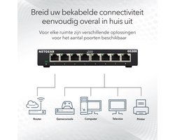 NETGEAR GS308 - Netwerk Switch - Unmanaged - 1 Gbps - 8 poorten