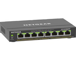 NETGEAR GS308EPP - Netwerk Switch - Plus Managed - 1 Gbps - PoE Switch - 8 poorten