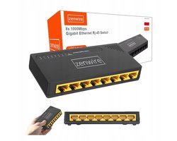 Netwerk Switch - Zenwire SG1008 - 8 poorten - Internet Splitter - Ethernet - Voor Internetkabel - LAN Party - 1000 MB - Full-Duplex - 7 LAN-poorten - 1 WAN-poort - Zwart