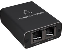 Nuvance - Internet Splitter - 2 Poorten - Netwerk Switch - tot 1000Mbps - Netwerk Splitter - RJ45, Cat5, Cat6, LAN, UTP, Ethernet Splitter - Zwart