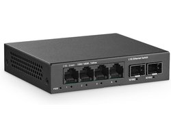 Onbeheerde Netwerk Switch met 4x 2.5G Poorten en 2x 10G SFP+ Slots - Plug & Play Gigabit Snelheid