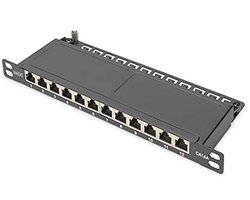 Patchpaneel 12 poorten - 10 inch - 0,5U - Afgeschermd RJ45 distributiepaneel voor netwerken