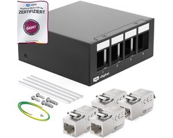 Patchpaneel 4 Poorts CAT6a STP RJ45 Keystone Module, 1HE, 10 Gbps