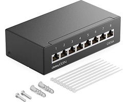 Patchpaneel 8 Poorten 1U voor Desktop- & Wandmontage - Afgeschermd RJ45-Netwerk met 10 Gbps Bandbreedte