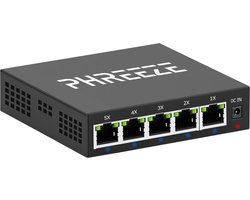 Phreeze Netwerk Switch 5 Poort Gigabit - Internet Splitter - Ethernet Switch - UTP Switch - 10/100/1000 Mbps - Unmanaged