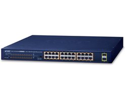 PLANET GSW-2620HP netwerk-switch Unmanaged 10G Ethernet (100/1000/10000) Power over Ethernet (PoE) 1U Blauw
