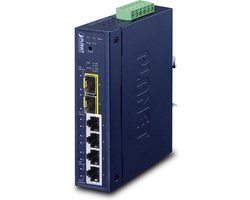PLANET Industrial L2/L4 4-Port Managed L2/L4 Gigabit Ethernet (10/100/1000) Blauw