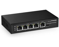 PoE Extender 5-Poorts Gigabit Switch - Repeater voor PoE In/Uit - Wandmontage