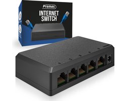 Premes - Internet Switch - 5 Poorten - tot 1000 Mbps - LAN, UTP, RJ45 splitter - Netwerk Switch - UTP Splitter - Ethernet Switch