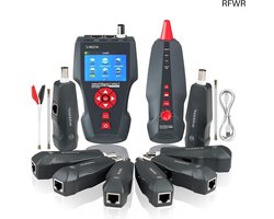 RFWR® Netwerkkabeltester met LCD-display - Multifunctionele Kabeltester voor RJ45, RJ11, BNC en PING/POE