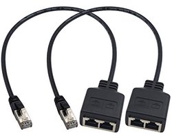 RJ45 Ethernet Splitter 1 naar 2 - Cat 5/Cat 6 Netwerk Adapter 50cm