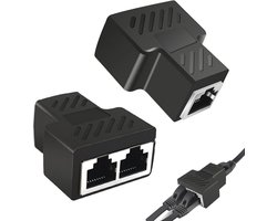 RJ45 LAN Splitter Adapter - 1 op 2 Stekkers voor Ethernet Cat 5/6/7/8