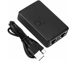 RJ45 Netwerk Switch 2 Poorten – LAN Schakelaar – Ethernet Adapter – Geschikt voor Cat5e / Cat6 – Zwart