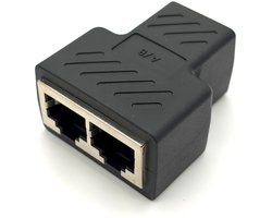 RJ45 Splitter 1 naar 2 – Ethernet LAN Netwerk Adapter – Internet Kabel Verdeler – Geschikt voor Cat5e / Cat6 – Zwart