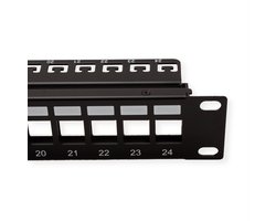 ROLINE 19" keystone patchpaneel, 24P, afgeschermd, zwart