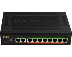SBVR Netwerk Switch - 10 poorten - PoE Switch - RJ45 Internet Splitter - 1 Gbps