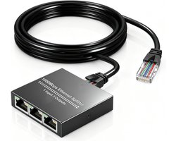 Splitter Internetkabel - Gigabit Ethernet-Splitter - 1 Ingang, 3 Uitgangen - Met 0,5 M Netwerkkabel - RJ45 LAN-Splitter/Switch Met 1 Naar 3 Poorten, 1000 Mbps - Met Type-C Voedingskabel - 1x3 Netwerksplitter Ondersteunt Cat5/5e/6/7/8 Kabels