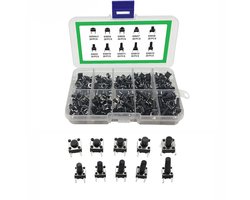Tactile Pushbutton Switch - Micro Momentary Tact Assortment Kit - Micro Switch - Tactical Pushbutton Switch - Tactile Push Button - Micro Key Switches - 4 Pins - 200 Pieces - Elektronische Componenten - Schakelaar Accessoires
