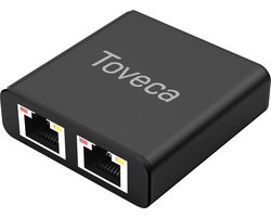 Toveca - Internet Splitter - 2 Poorten - Netwerk Switch 1000 MBps - RJ45, Cat5, Cat6, LAN, UTP Splitter - Ethernet Splitter Zwart