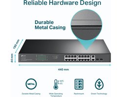 TP-Link TL-SG1218MP - Router - Full duplex - Power over Ethernet (PoE) - Rack-montage