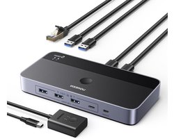 USB Switch - KVM Switch Hub - Twee PC's Delen - Gigabit Ethernet Ingebouwd