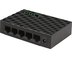Vues Netwerk Switch - Tot 1000Mbps - 5 Poorten - Internet Switch - RJ45 Splitter - Zwart