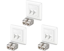Wandcontactdoos Inbouw - Keystone Netwerkdoos - Netwerk Installatie - 10 Gbit/s Snelheid - 3x Poort - Wit