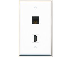 Wandplaat Ethernet HDMI - Ethernet Poort Muur - Netwerk Aansluiten - Gereedschapsloze Verbinding - Standaard Formaat - Wit