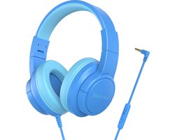 Blackview FitBuds K1 Over-ear hoofdtelefoon - On Ear bedrade opvouwbare hoofdtelefoon voor kinderen - beperkt volume, 3,5 mm- en USB-C-kabel meegeleverd - Blauw