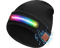 Bluetooth Muts Met LED RGB Licht - Bluetooth 5.4 + USB Oplaadbaar + 4 Lichtmodi - Winter Warm Hoed / Stereo Speaker