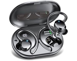 Draadloze Oordopjes - Bluetooth Oordopjes - Ergonomisch Over-Ear Ontwerp Met Oorhaken Voor Stabiele Pasvorm En 48 Uur Speeltijd - 1 - Hardlopen Zwart